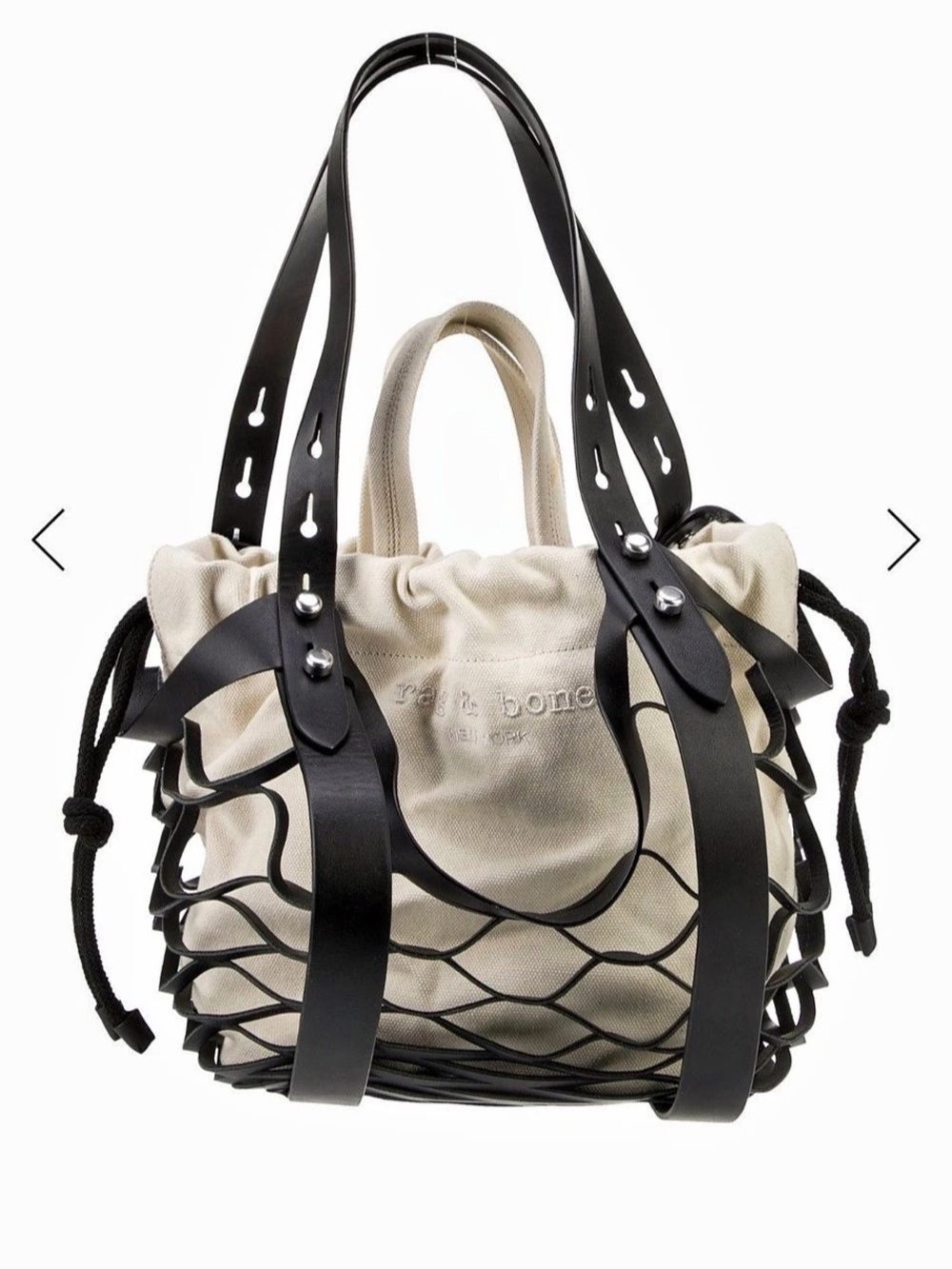 Rag & Bone Leather-Trim Mesh Tote in Black